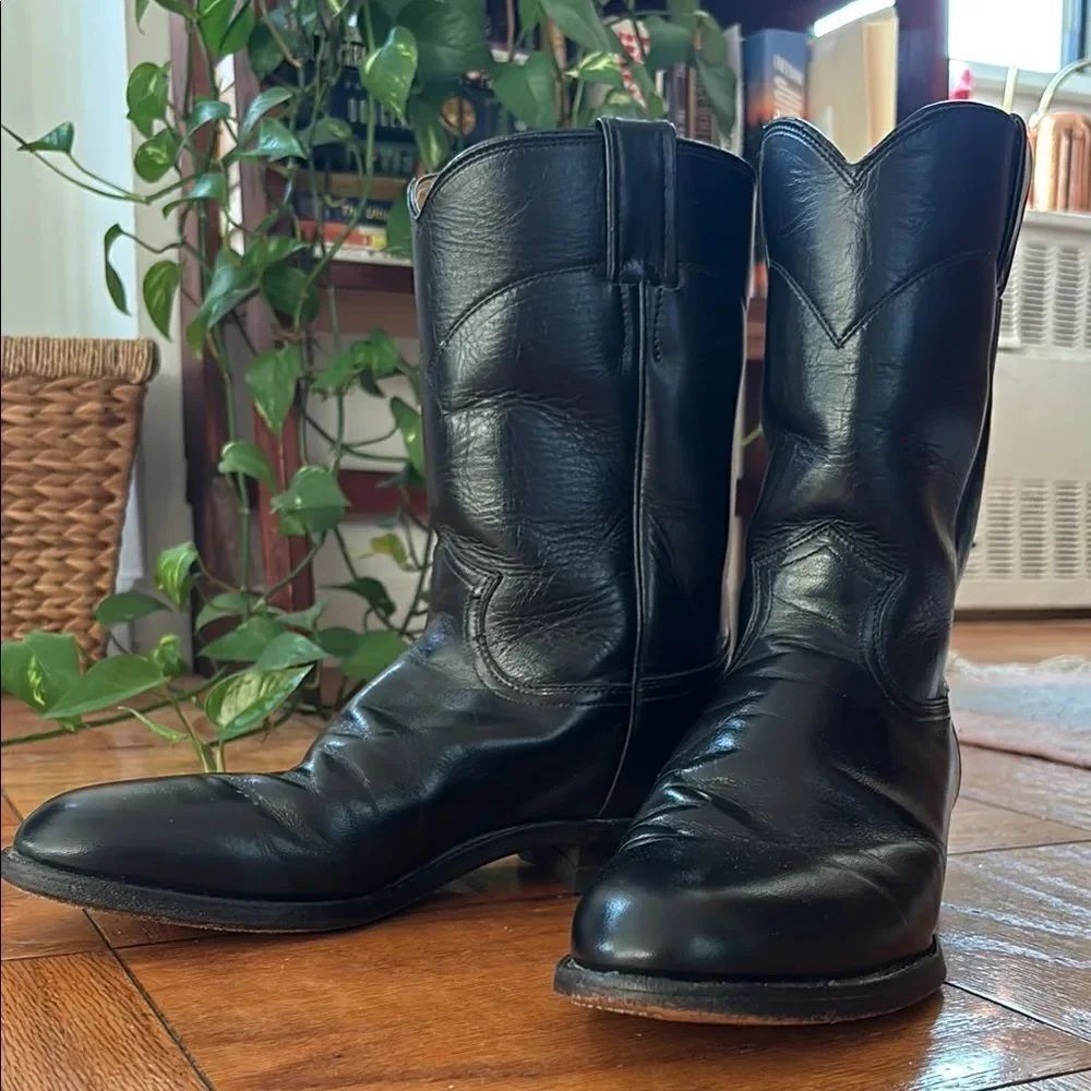 🎀 VINTAGE 🎀 Justin Boots Black Cowboy Western Boots